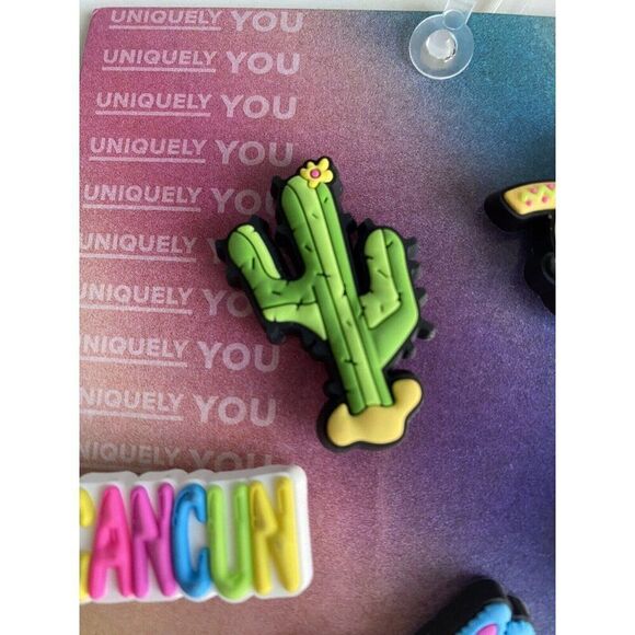 Set Of 5 Jibbitz Set For Crocs HOLA MEXICO Cancun Cactus Piñata Margarita Charro - Picture 3 of 10